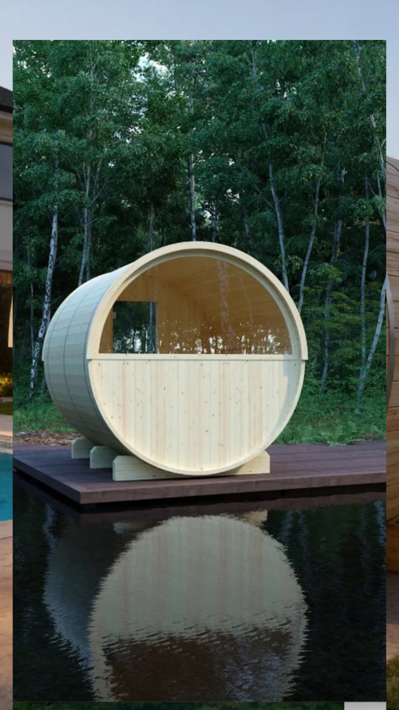 Turku Finnish Barrel Sauna with Terrace and WiFi Heater - Finnish Sauna Builders