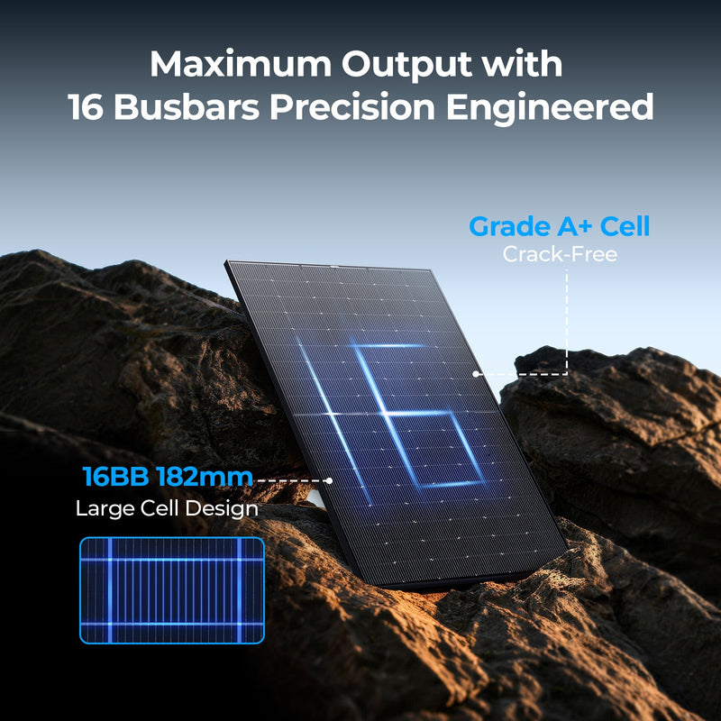 BougeRV 400 Watt N-Type Rigid Bifacial 16BB Mono Solar Panel