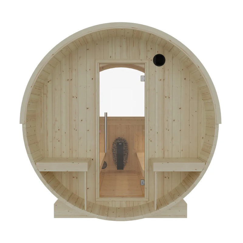 Helsinki Finnish Barrel Sauna with Terrace and WiFi Heater - Finnish Sauna Builders