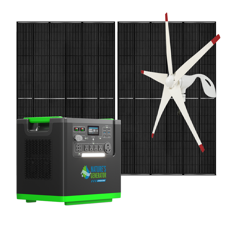 Nature's Generator Lithium 6000 with Solar Panels and Wind Turbine