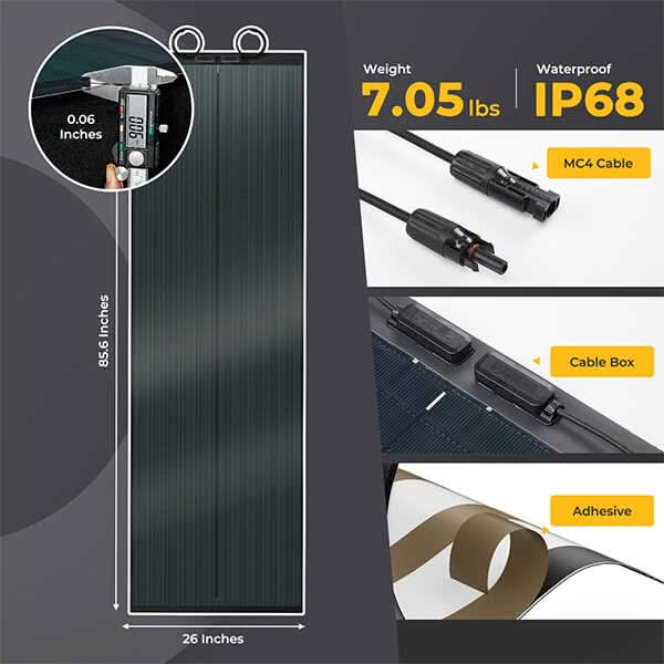 BougeRV 400 Watt 12V CIGS Flexible Solar System Kit(Adhesive)