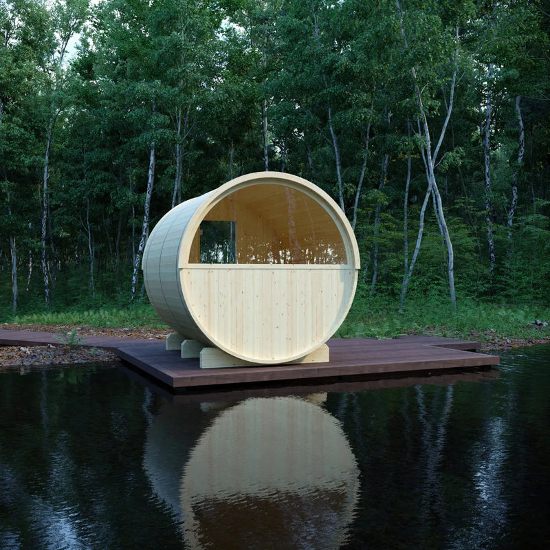 Vassa Finnish Barrel Sauna with WiFi Heater - Finnish Sauna Builders