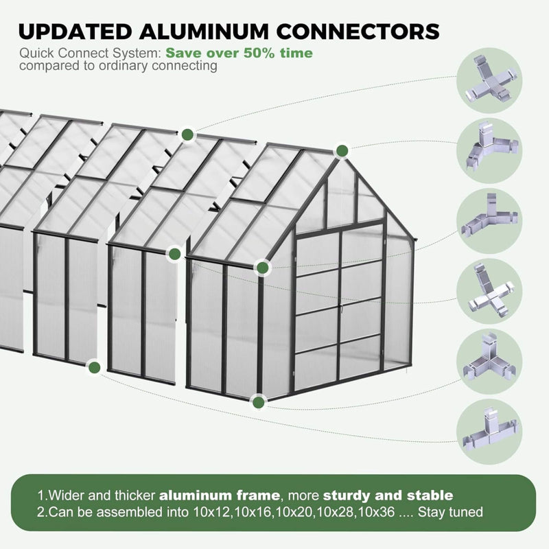 [10X36FT] Extra-Large Heavy-Duty Outdoor Walk-In Greenhouse With Adjustable Roof Vents, 4MM (SAK26174)